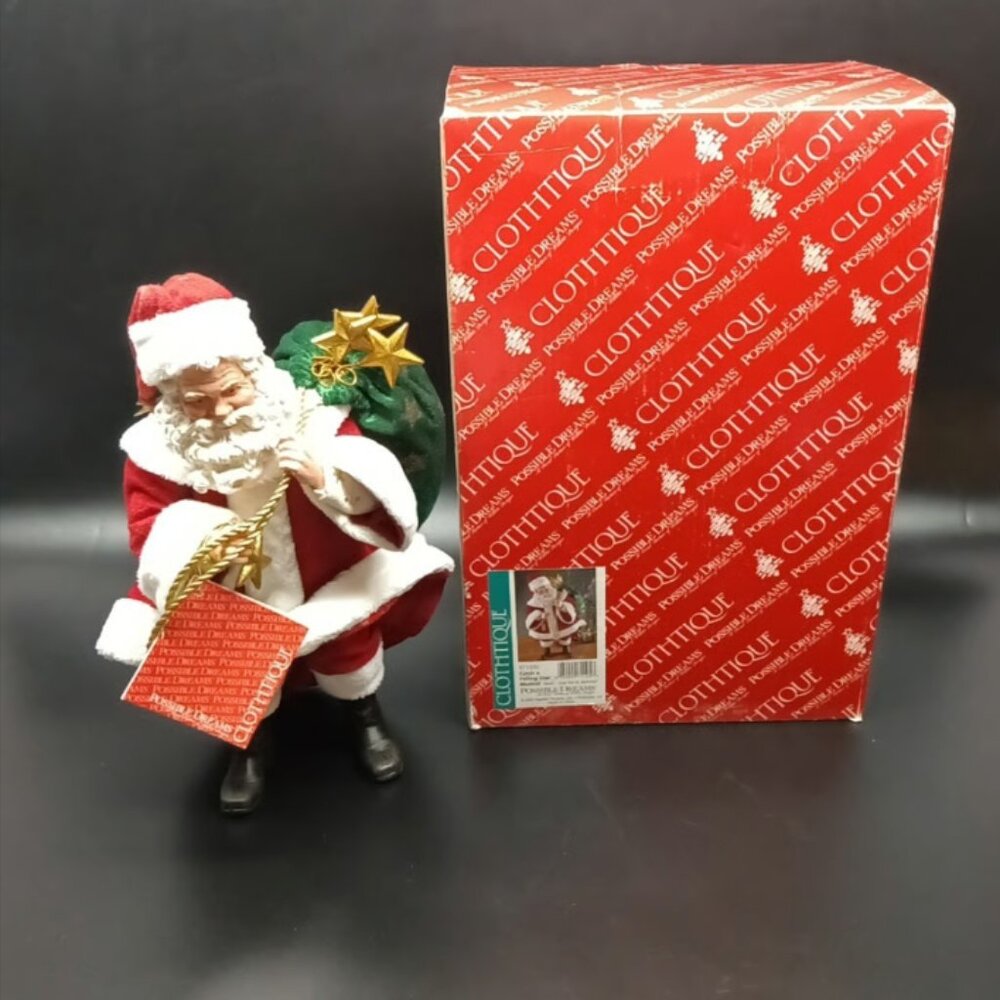 2005 Clothtique Possible Dreams "Catch a Falling Star" Wind up Musical Santa